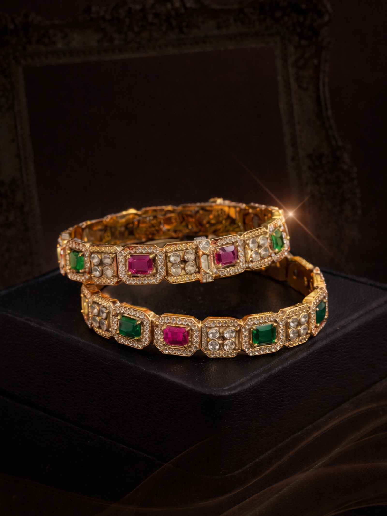 CZ Matte Finish Kada Bangles D499652D