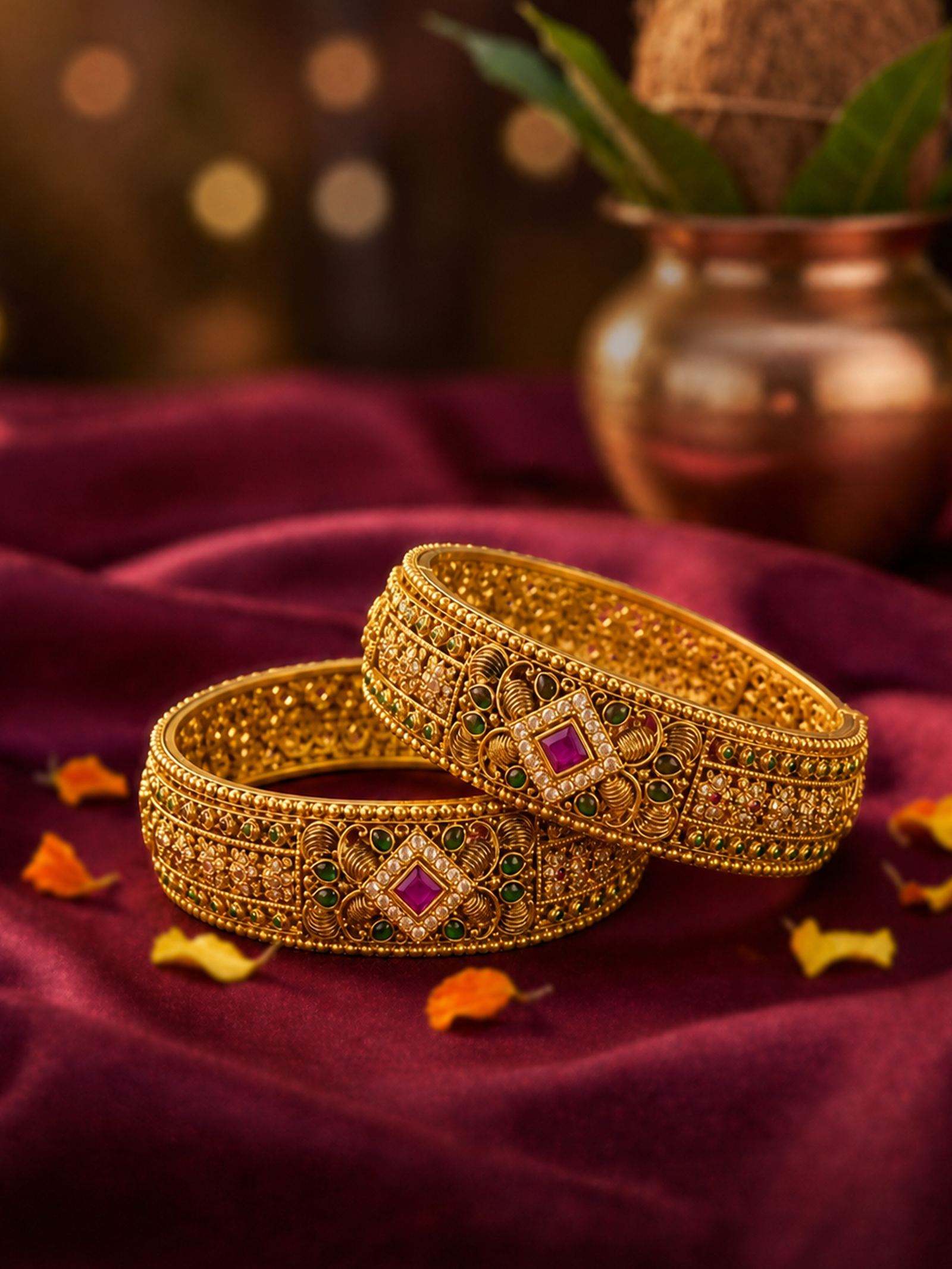 CZ Matte Finish Kada Bangles D499652D