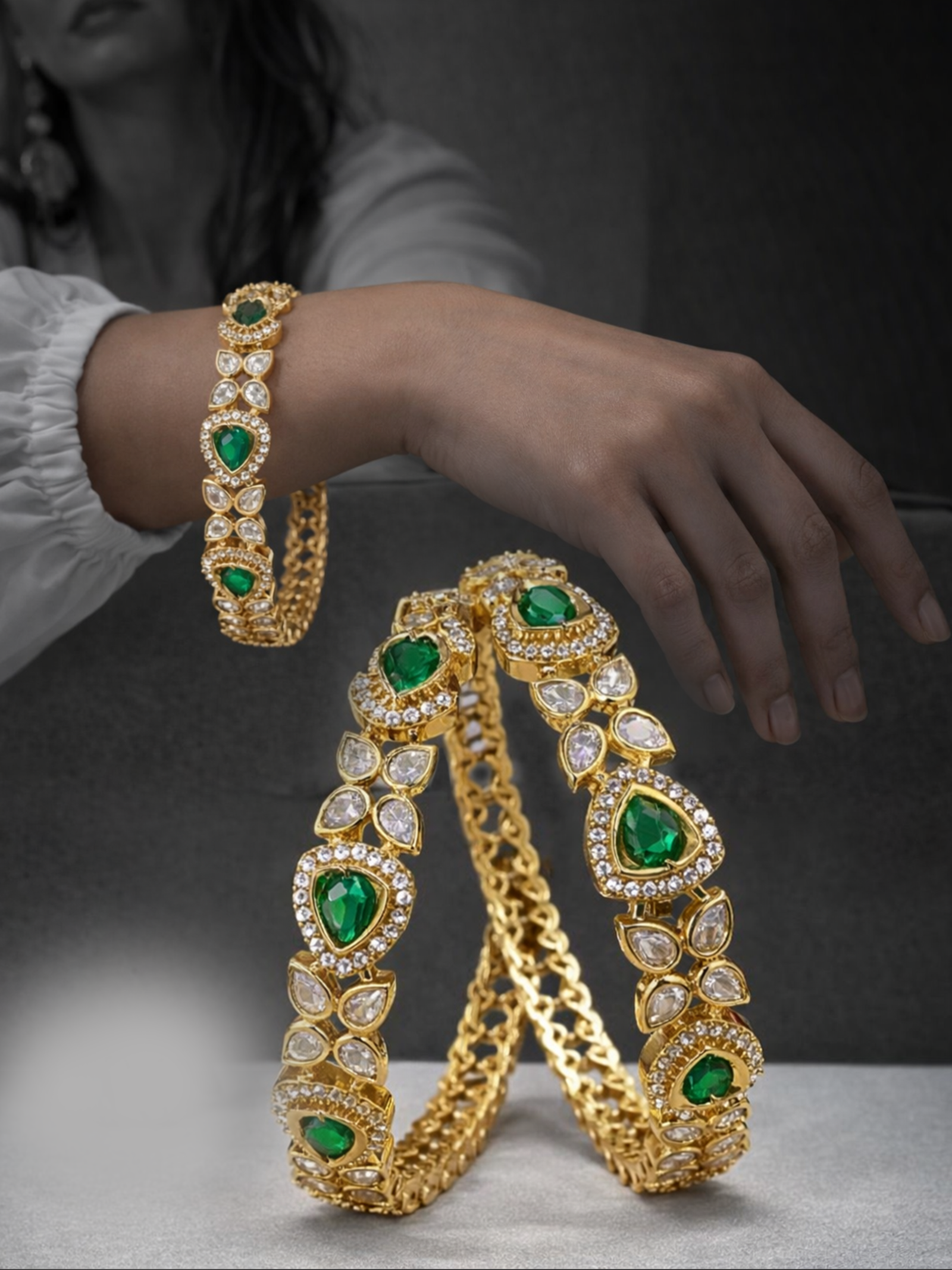 CZ Matte Finish Kada Bangles D499652D